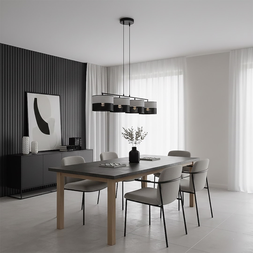 Lampadario a cavo KARBON 4xE27/15W/230V nero/grigio