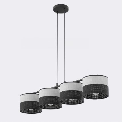 Lampadario a cavo KARBON 4xE27/15W/230V nero/grigio