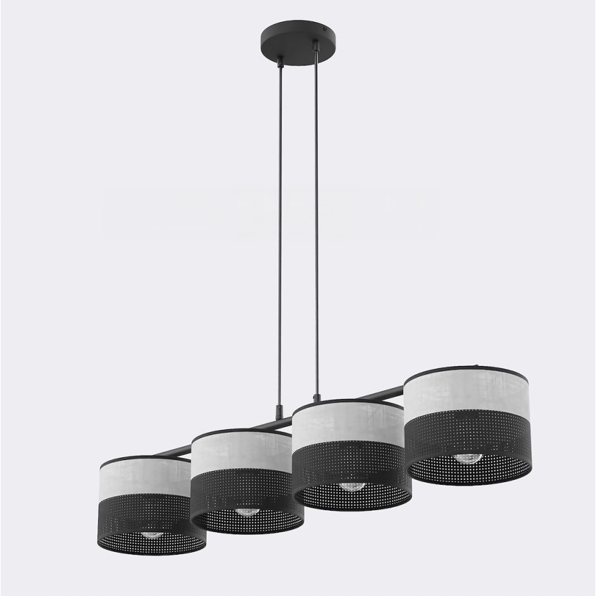 Lampadario a cavo KARBON 4xE27/15W/230V nero/grigio
