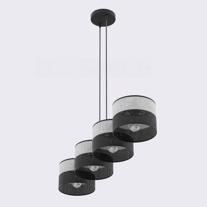Lampadario a cavo KARBON 4xE27/15W/230V nero/grigio