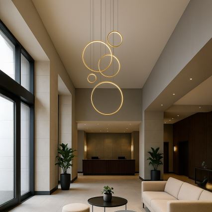 Lampadario a cavo LED SATURNO LED/100W/230V dorato