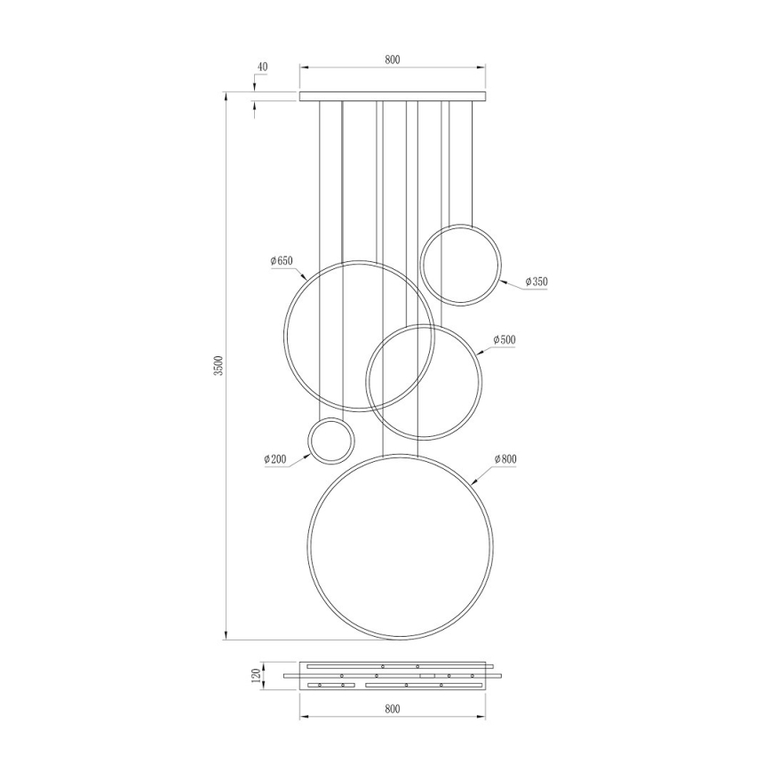 Lampadario a cavo LED SATURNO LED/100W/230V dorato