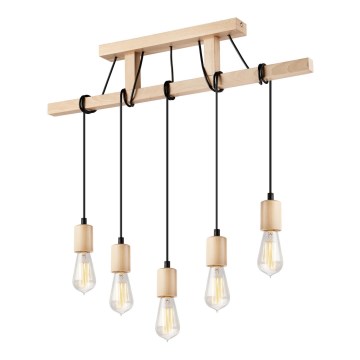 Lampadario a cavo LEON 5xE27/60W/230V faggio