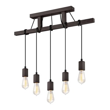 Lampadario a cavo LEON 5xE27/60W/230V faggio