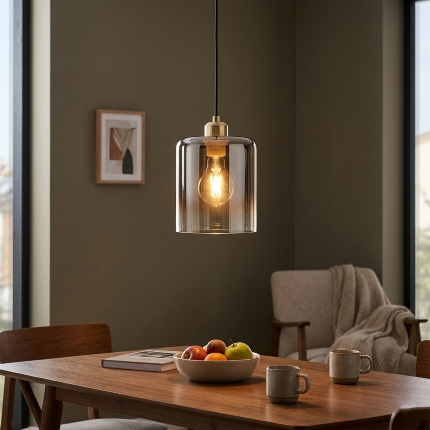 Lampadario a cavo LIAH 1xE27/15W/230V dorato/marrone fumé