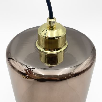 Lampadario a cavo LIAH 1xE27/15W/230V dorato/marrone fumé