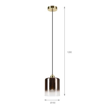 Lampadario a cavo LIAH 1xE27/15W/230V dorato/marrone fumé
