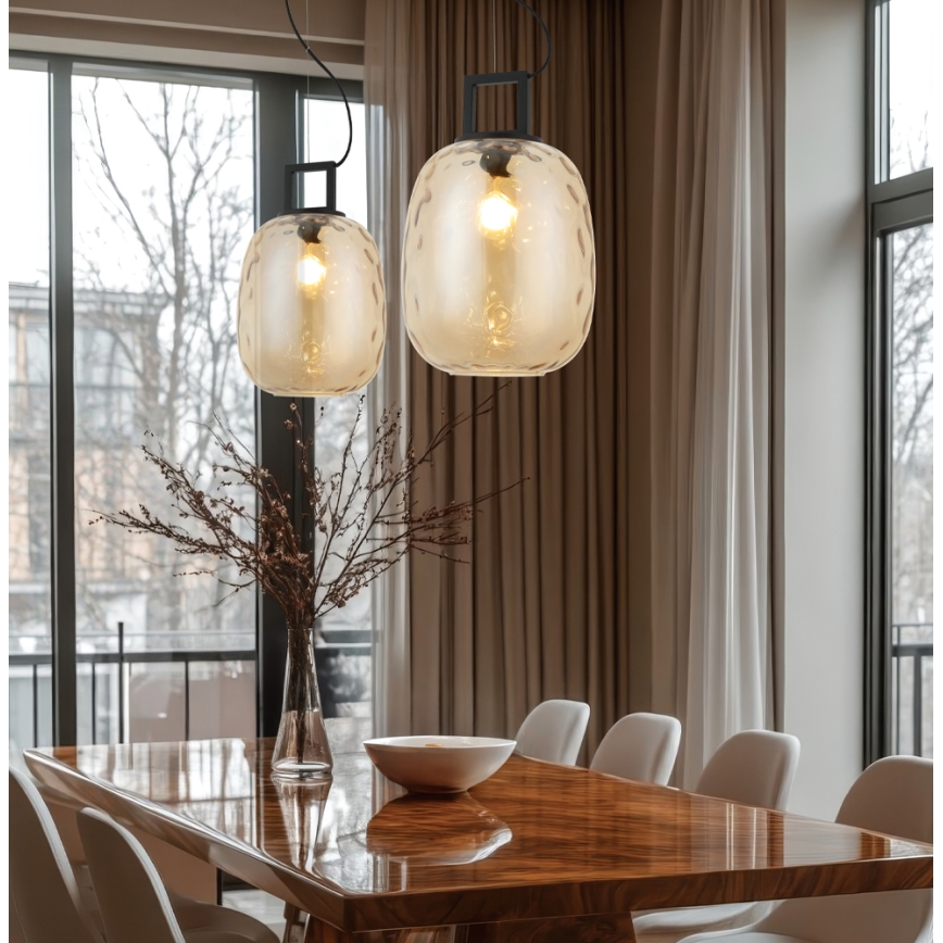 Lampadario a cavo LUCY 1xE27/40W/230V beige fumoso