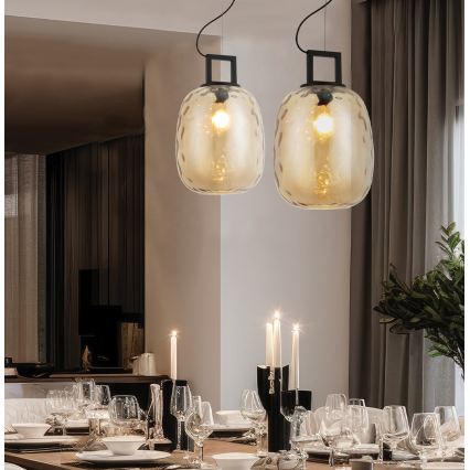 Lampadario a cavo LUCY 1xE27/40W/230V beige fumoso