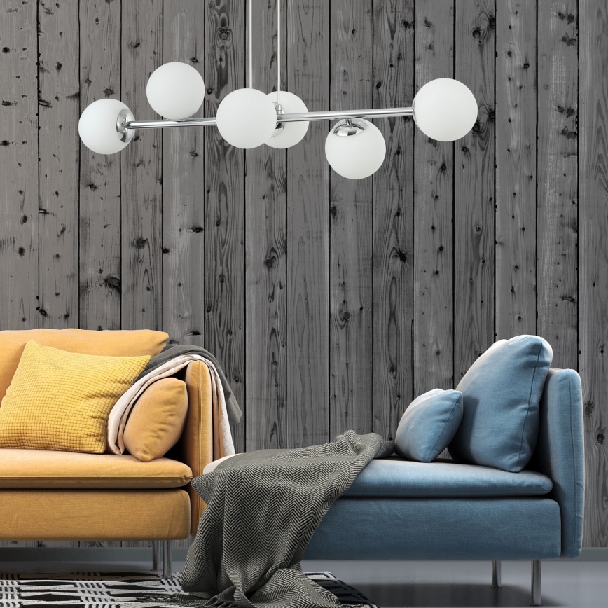 Lampadario a cavo MADDIE 6xE14/5W/230V cromo lucido