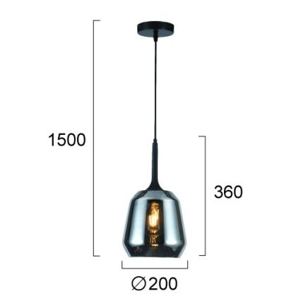 Lampadario a cavo MAEVA 1xE27/40W/230V nero fumé/nero