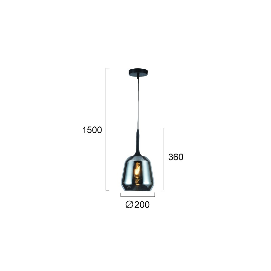 Lampadario a cavo MAEVA 1xE27/40W/230V nero fumé/nero