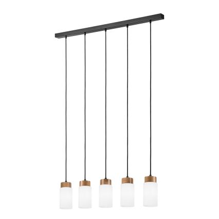 Lampadario a cavo MARKUS 5xE27/15W/230V nero/rovere