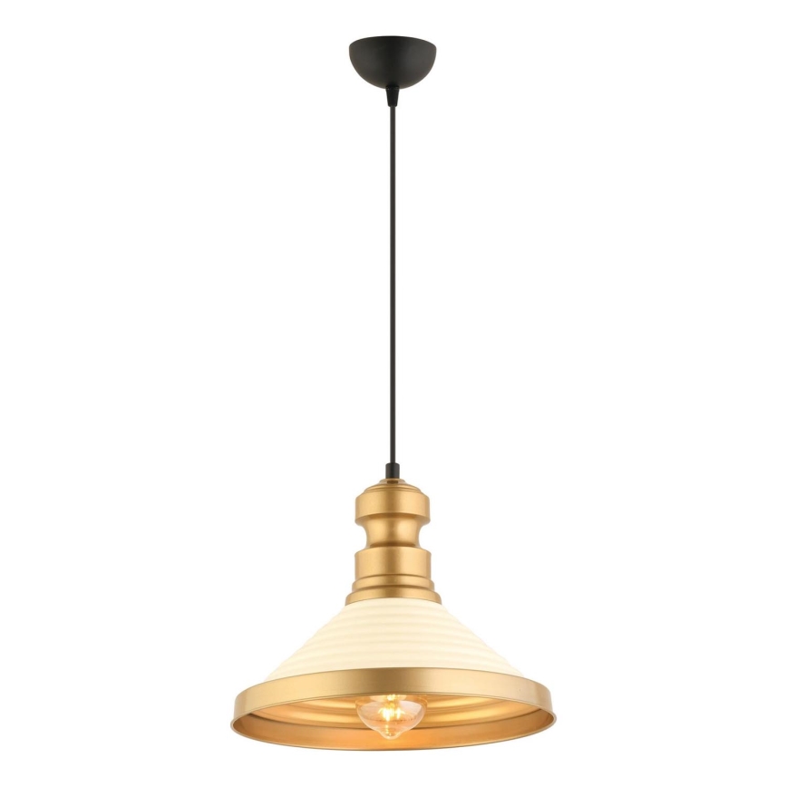 Lampadario a cavo MONZA 1xE27/40W/230V Ø 30 cm crema/oro