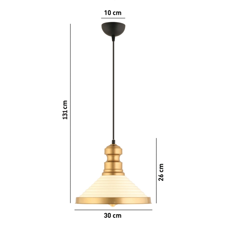 Lampadario a cavo MONZA 1xE27/40W/230V Ø 30 cm crema/oro