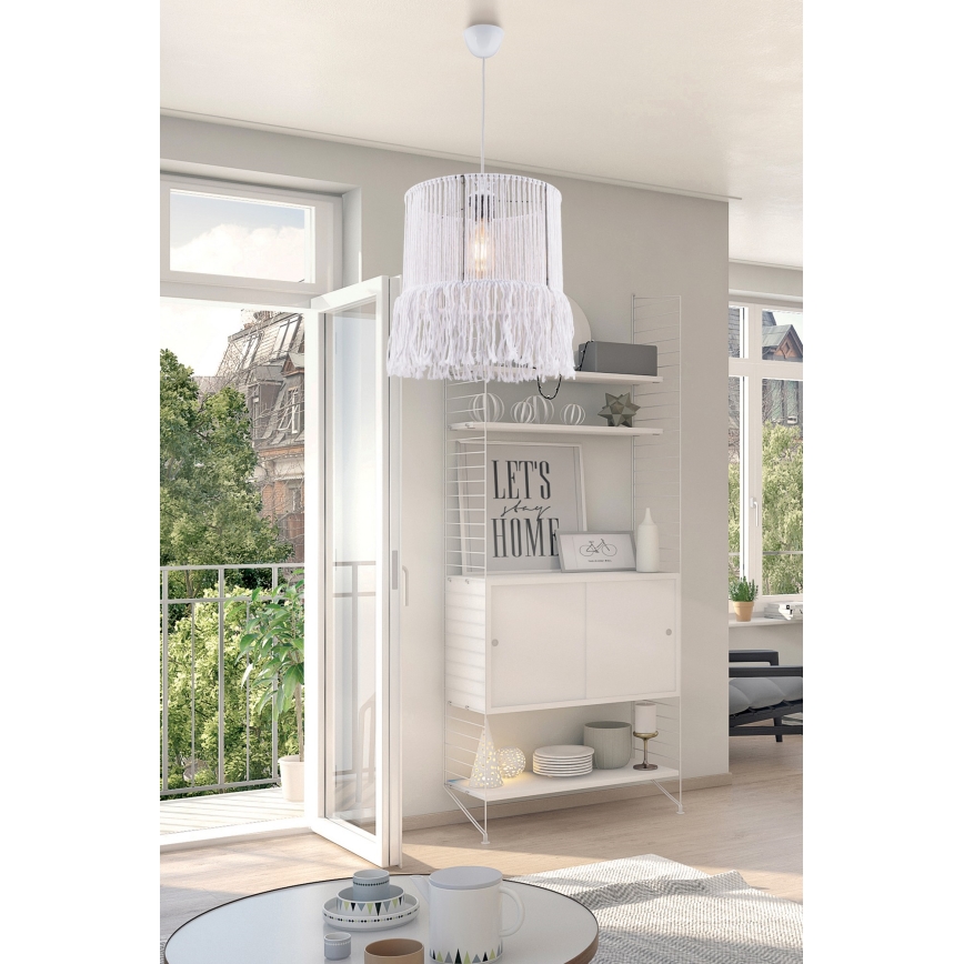 Lampadario a cavo NESS MACRAME 1xE27/40W/230V bianco