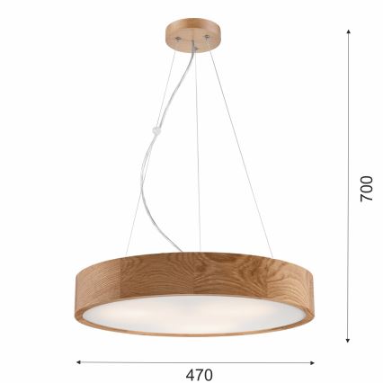 Lampadario a cavo OAK 3xE27/60W/230V rovere ? 47,5 cm