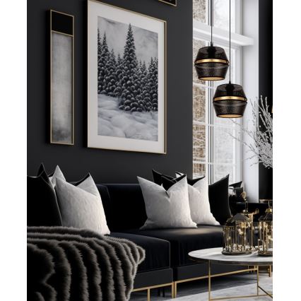 Lampadario a cavo PARIS 2xE27/60W/230V nero/oro