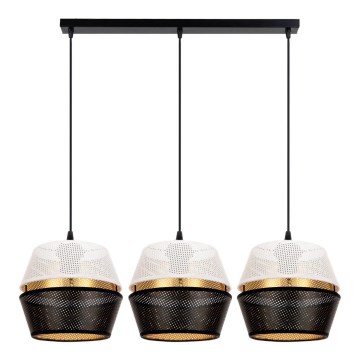 Lampadario a cavo PARIS 3xE27/60W/230V bianco/nero/oro