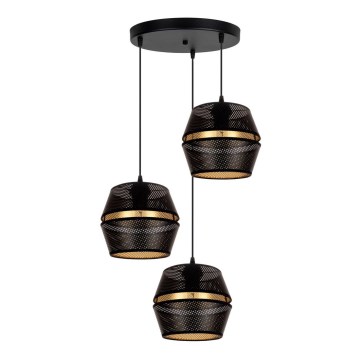 Lampadario a cavo PARIS 3xE27/60W/230V diam. 45 cm nero/oro