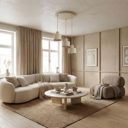 Lampadario a cavo PARKLA 3xE27/15W/230V beige