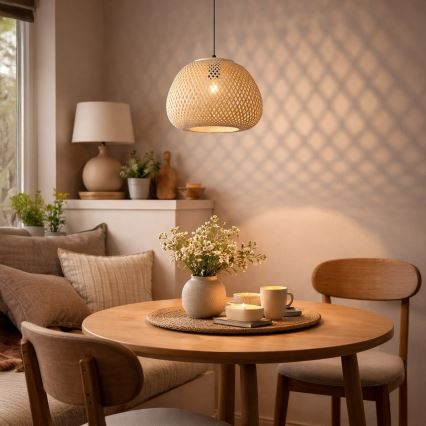 Lampadario a cavo PETRA 1xE27/15W/230V bambù