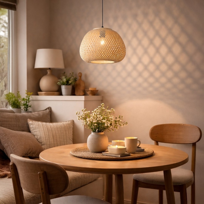 Lampadario a cavo PETRA 1xE27/15W/230V bambù