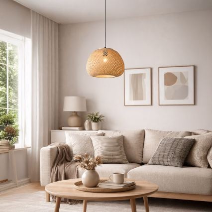 Lampadario a cavo PETRA 1xE27/15W/230V bambù