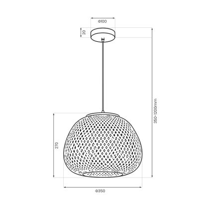Lampadario a cavo PETRA 1xE27/15W/230V bambù