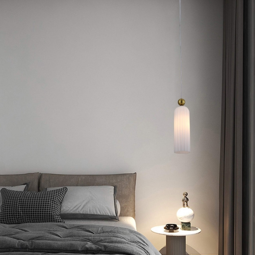 Lampadario a cavo PIEGA 1xE14/40W/230V ottone/bianco