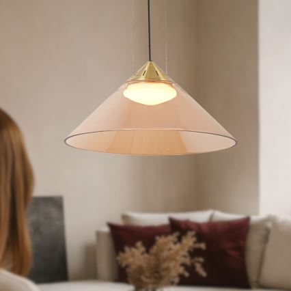 Lampadario a cavo PRESTO 1xGX53/10W/230V Ø 42 cm oro/beige fumé