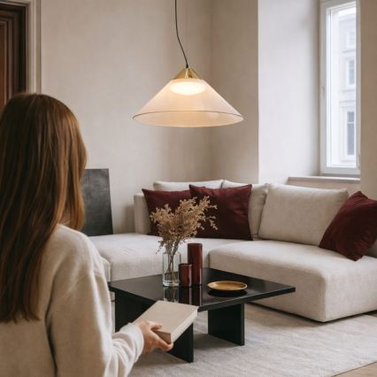 Lampadario a cavo PRESTO 1xGX53/10W/230V Ø 42 cm oro/beige fumé