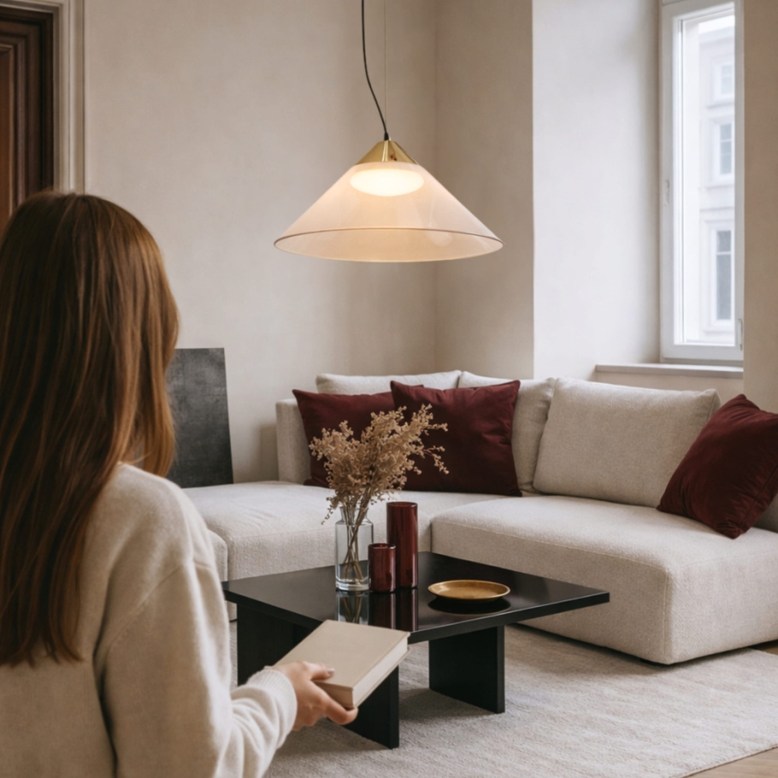 Lampadario a cavo PRESTO 1xGX53/10W/230V Ø 42 cm oro/beige fumé