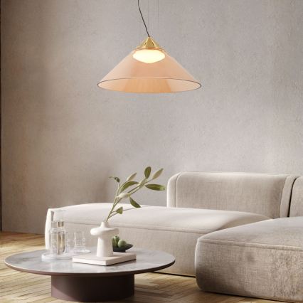 Lampadario a cavo PRESTO 1xGX53/10W/230V Ø 42 cm oro/beige fumé