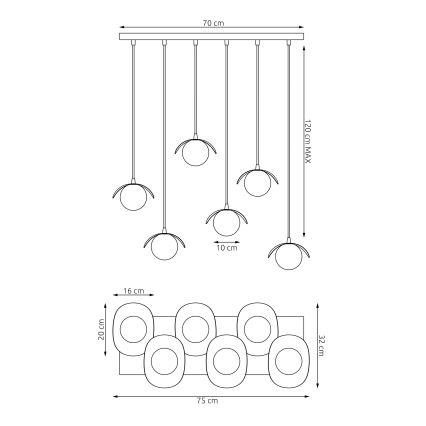 Lampadario a cavo RITUAL 6xG9/8W/230V bianco