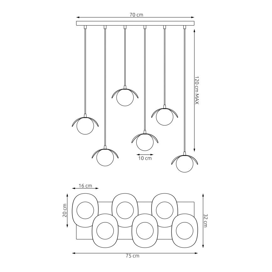 Lampadario a cavo RITUAL 6xG9/8W/230V bianco