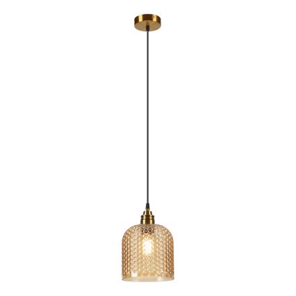 Lampadario a cavo ROCCO 1xE27/15W/230V dorato/beige fumé