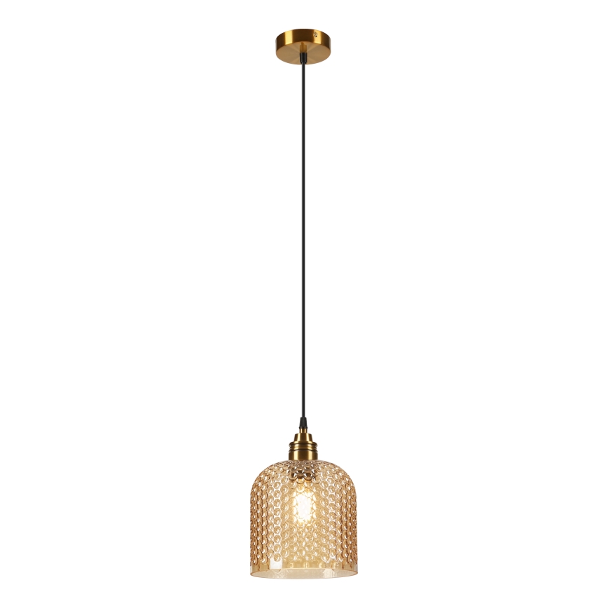 Lampadario a cavo ROCCO 1xE27/15W/230V dorato/beige fumé