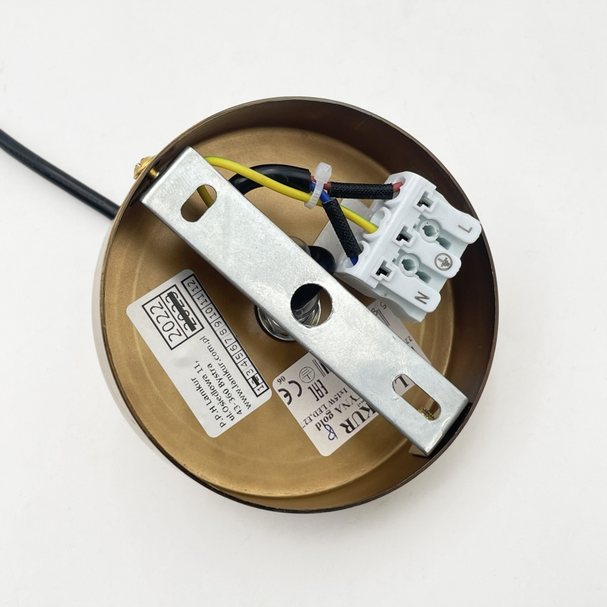 Lampadario a cavo ROCCO 1xE27/15W/230V dorato/beige fumé