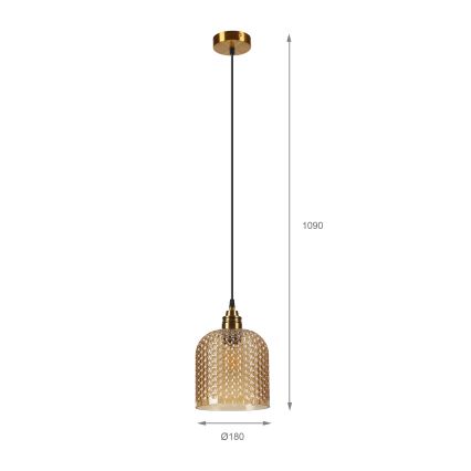 Lampadario a cavo ROCCO 1xE27/15W/230V dorato/beige fumé