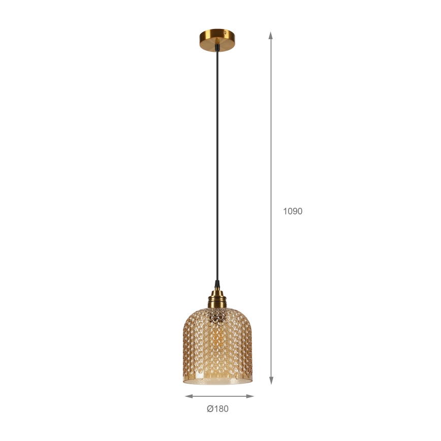 Lampadario a cavo ROCCO 1xE27/15W/230V dorato/beige fumé