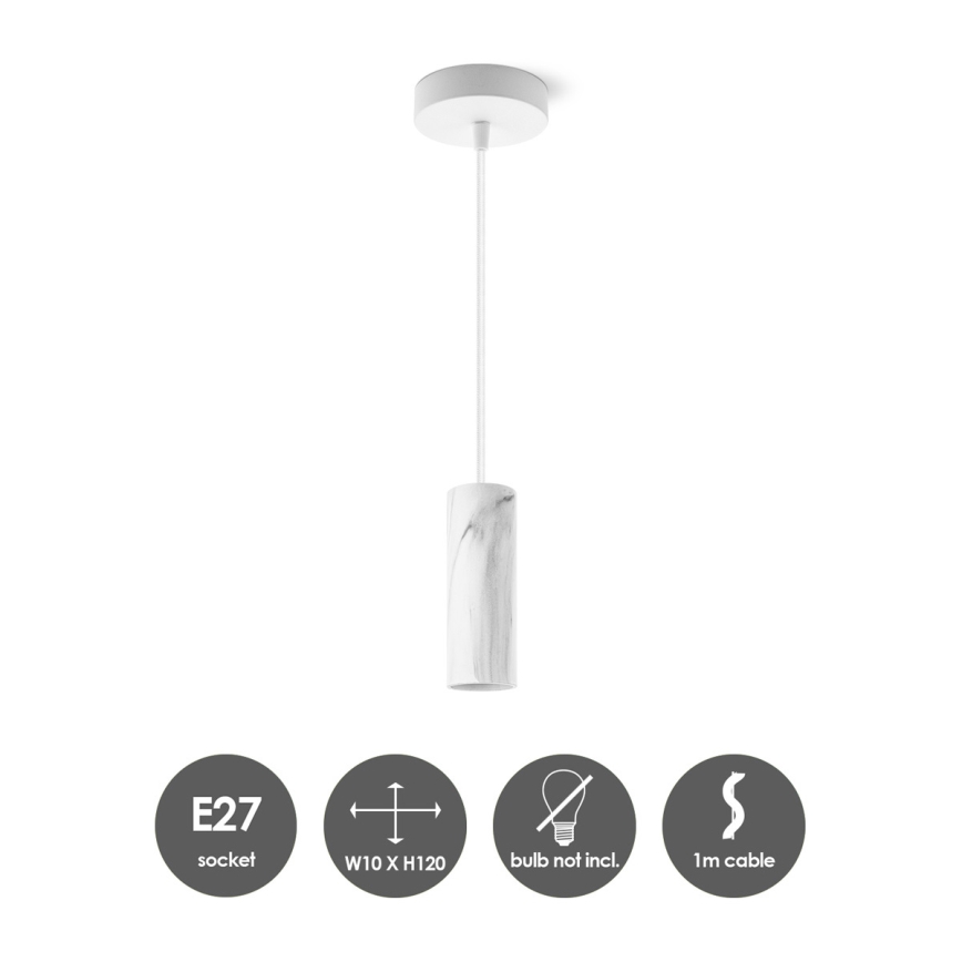 Lampadario a cavo SAGA 1xE27/40W/230V marmo