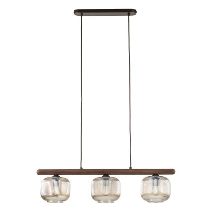Lampadario a cavo SALVIA 3xE14/10W/230V marrone/marrone fumé