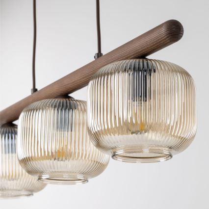 Lampadario a cavo SALVIA 3xE14/10W/230V marrone/marrone fumé