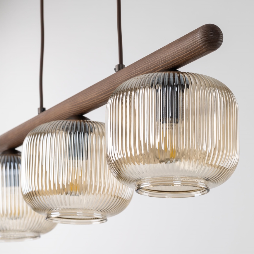 Lampadario a cavo SALVIA 3xE14/10W/230V marrone/marrone fumé