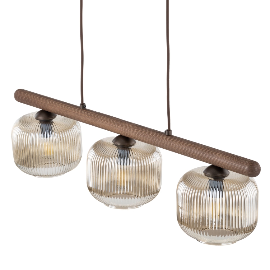 Lampadario a cavo SALVIA 3xE14/10W/230V marrone/marrone fumé