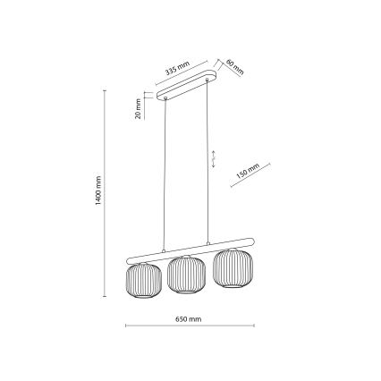Lampadario a cavo SALVIA 3xE14/10W/230V marrone/marrone fumé