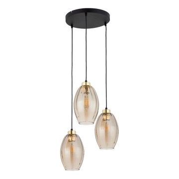 Lampadario a cavo SEBO 3xE27/15W/230V nero/beige fumé