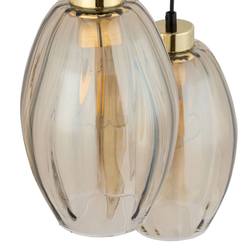 Lampadario a cavo SEBO 3xE27/15W/230V nero/beige fumé