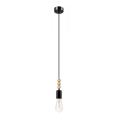 Lampadario a cavo SIMON 1xE27/60W/230V nero/rovere